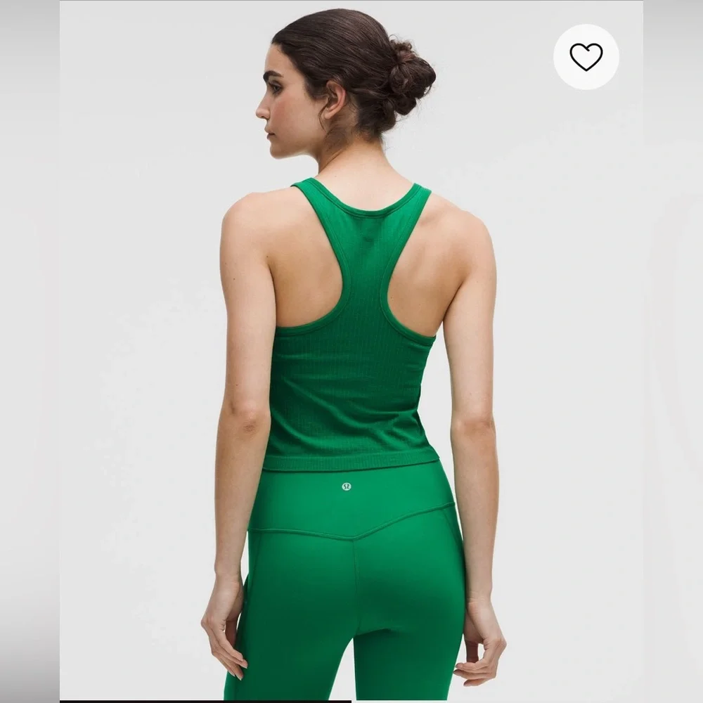 Lululemon Ebb to Street Cropped Racerback Top Size 12 Raceway Green - Picture 3 of 7